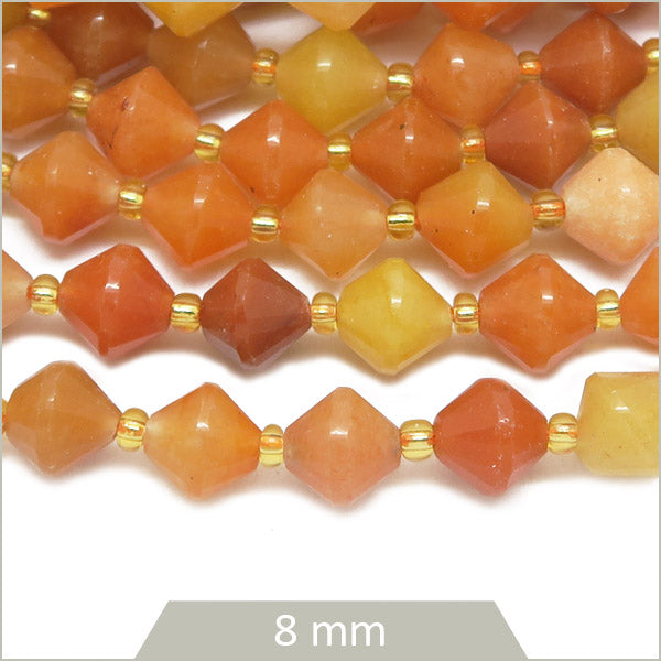 Env. 35 perles toupies Aventurine rouge, 8 mm