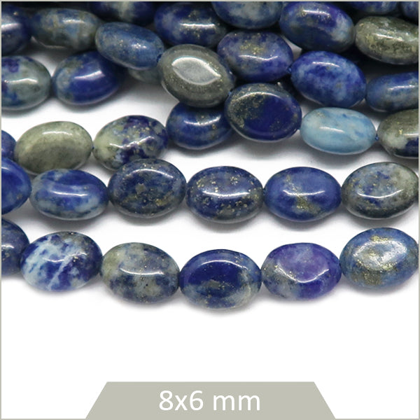 Env. 45 perles ovales Lapis Lazuli, 8x6 mm