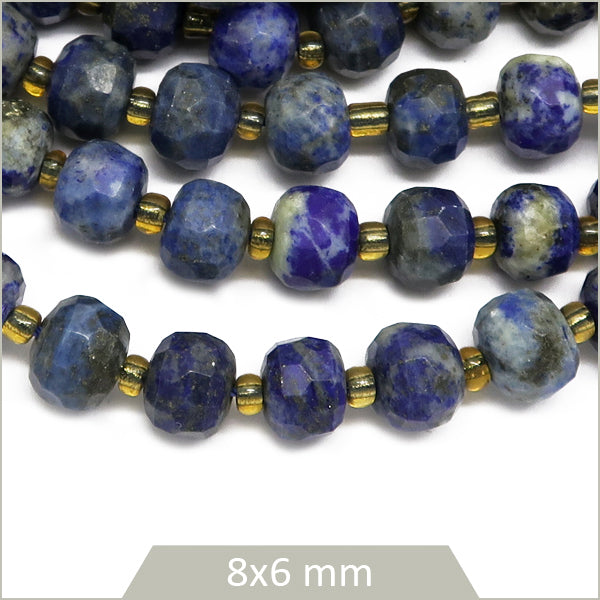 Env. 40 perles donuts à facettes en Lapis Lazuli, 8x6 mm