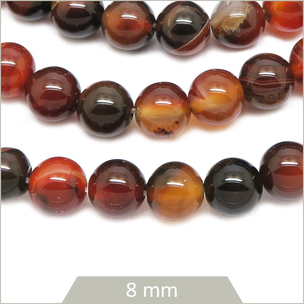 Env. 45 perles rondes en Agate dream rayée, 8 mm
