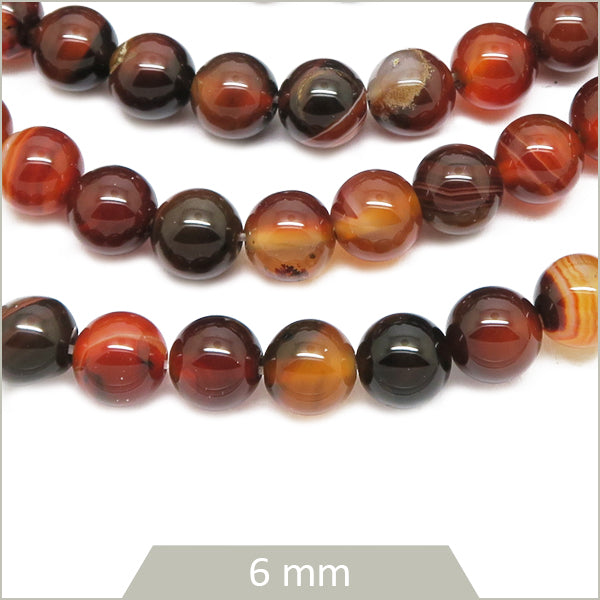 Env 60 perles rondes Agate dream rayée 6 mm