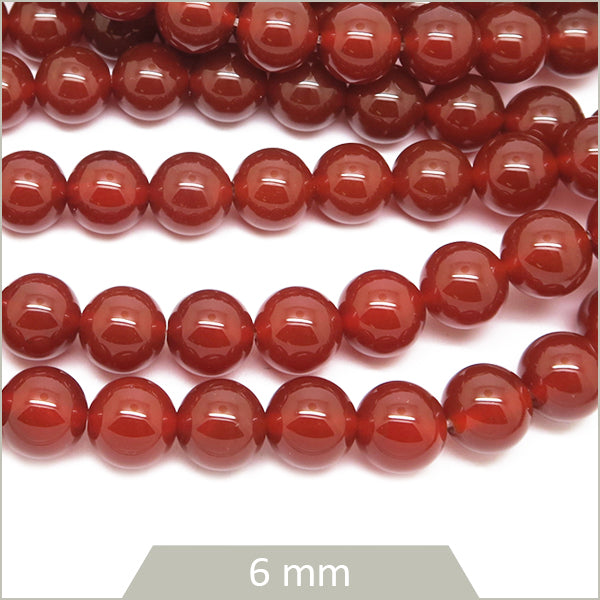 Env. 60 perles rondes Cornaline, 6 mm