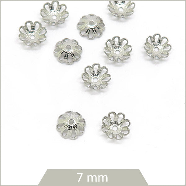 10 coupelles fleur en acier, 7mm