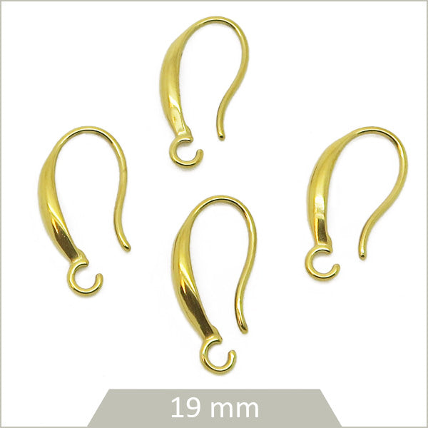 4 supports de boucles d'oreilles hameçon en acier inoxydable 304 doré 18k