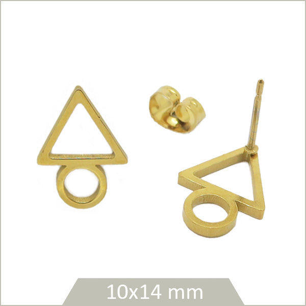 2 clous de boucle d'oreilles triangle en acier doré