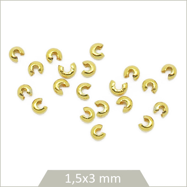 Env. 20 perles cache nœud en acier inoxydable doré 3 mm