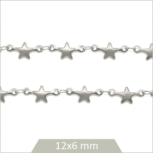 1m de chaine étoile acier inoxydable 304 argent 12x6mmX1mm