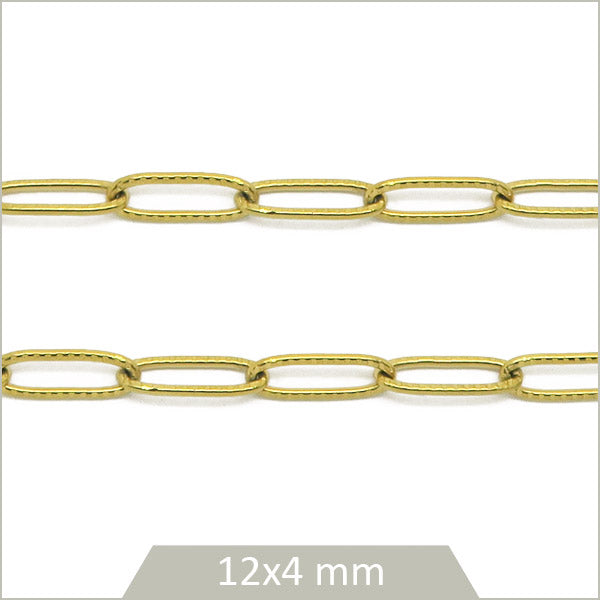 1m chaine trombone acier inoxydable 304 doré 18K 12X4mm