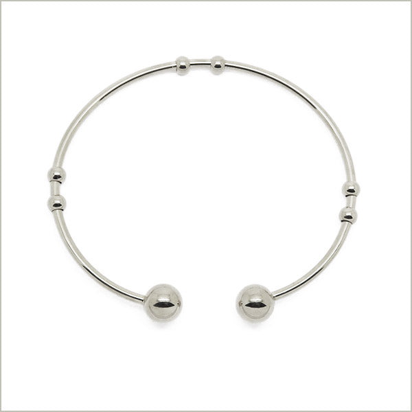 1 bracelet jonc torque ouvert pour charms en acier, largeur 2 mm