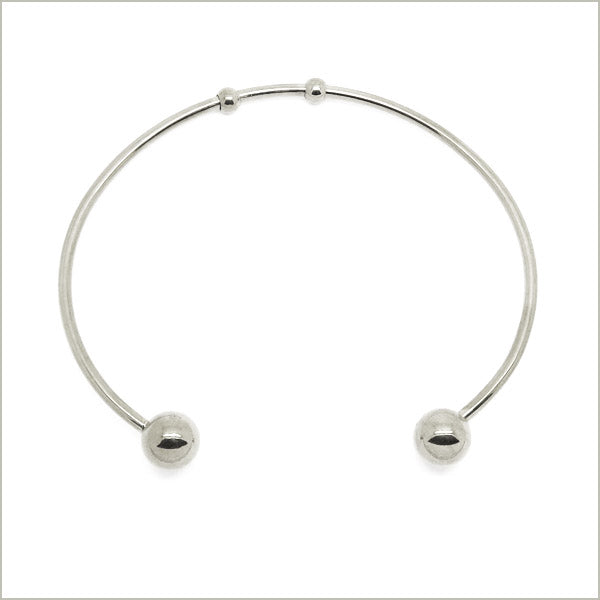 1 bracelet jonc torque ouvert pour charms en acier, largeur 2 mm