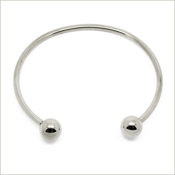 1 bracelet jonc torque ouvert perles amovibles en acier, largeur 3 mm