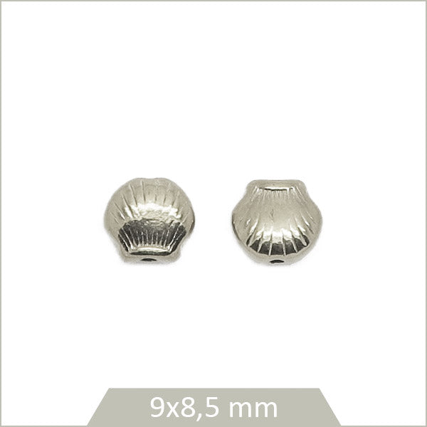 2 perles coquillage acier inoxydable