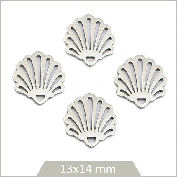 4 breloques coquillages en acier