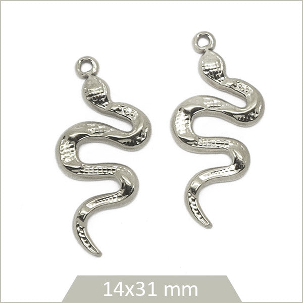 2 breloques serpent acier inoxydable
