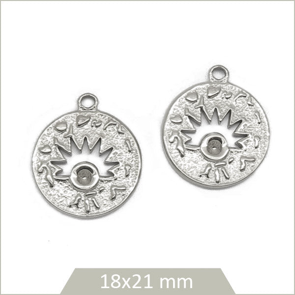 2 breloques demi soleil acier inoxydable