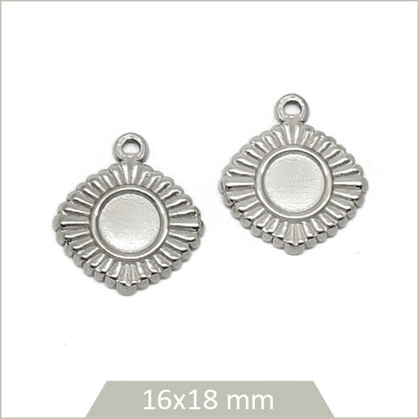 2 cabochons acier inoxydable