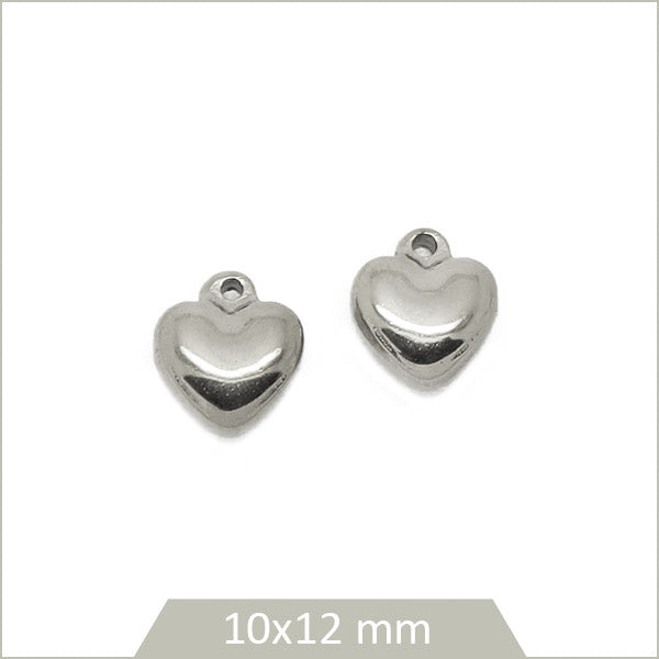 2 breloques cœur acier inoxydable