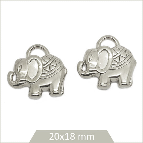 2 breloques éléphants éthniques en acier inoxydable