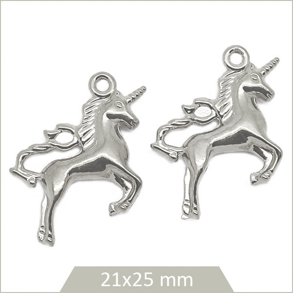 2 breloques licornes en acier inoxydable