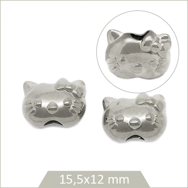 2 perles Hello Kitty en acier inoxydable