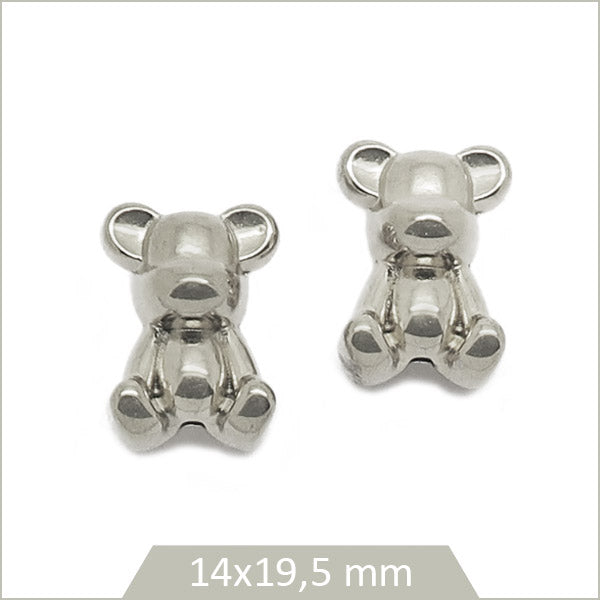2 perles oursons en acier inoxydable