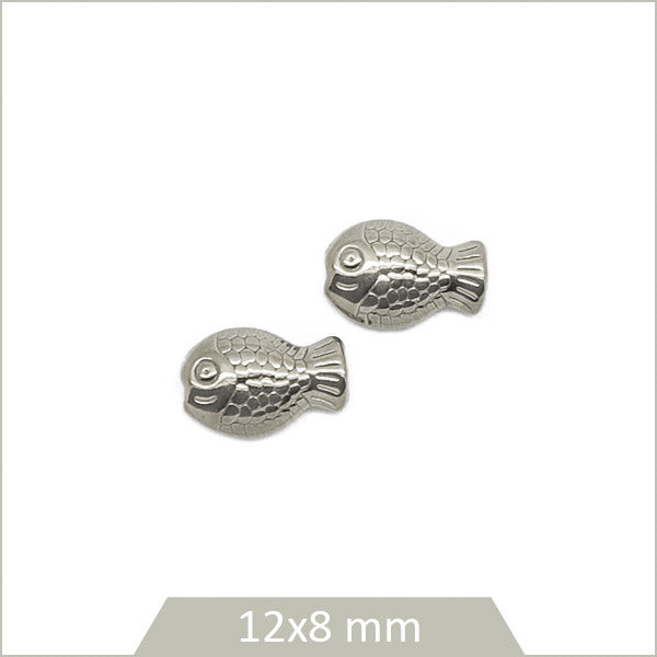 2 perles poissons en acier inoxydable