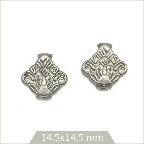 2 perles ethniques arabesques en acier inoxydable