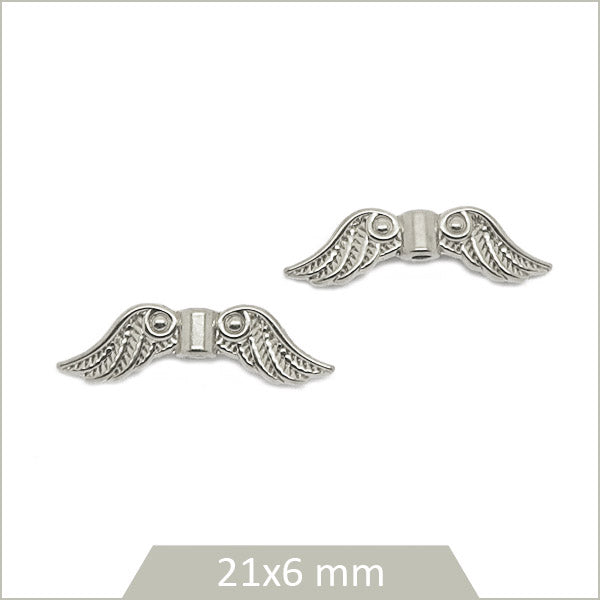 2 perles tubes aillées en acier inoxydable argenté