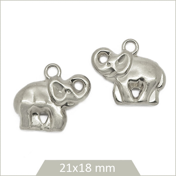 2 breloques éléphants en acier inoxydable
