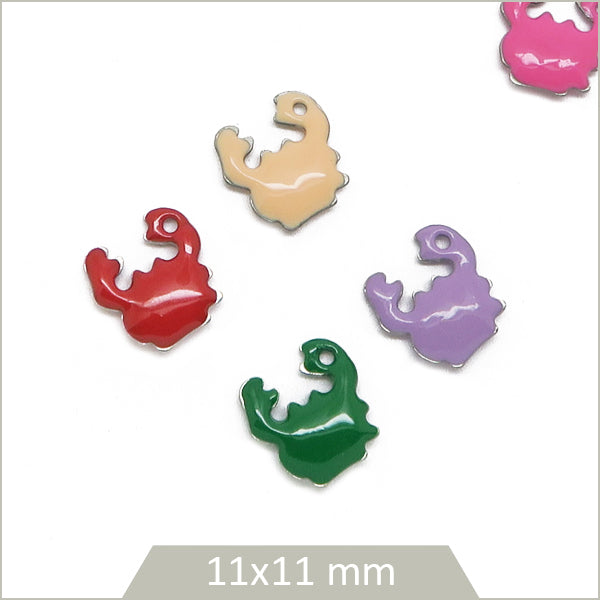 4 breloques crabes acier inoxydable 304 et effet émail coloré (mix aléatoire)