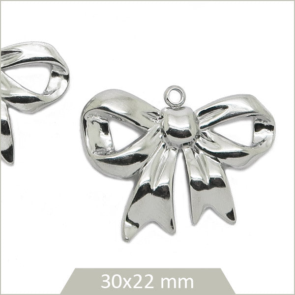 2 breloques noeud papillon en acier inoxydable