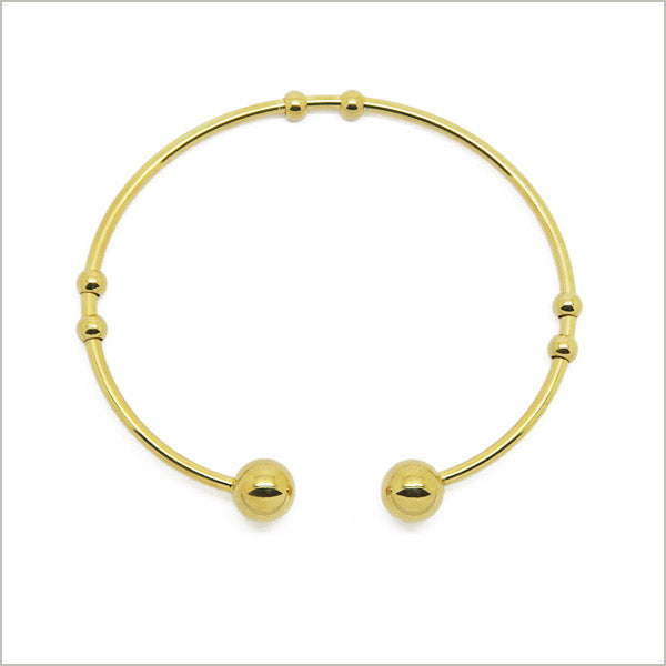 1 bracelet jonc torque ouvert pour charms en acier doré, largeur 2 mm