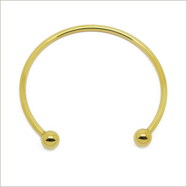 1 bracelet jonc torque ouvert perles vis amovibles en acier doré, largeur 3 mm