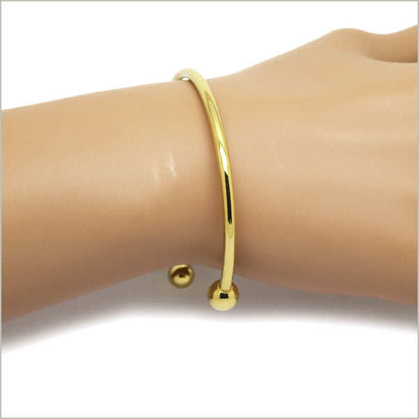 1 bracelet jonc torque ouvert perles vis amovibles en acier doré, largeur 3 mm