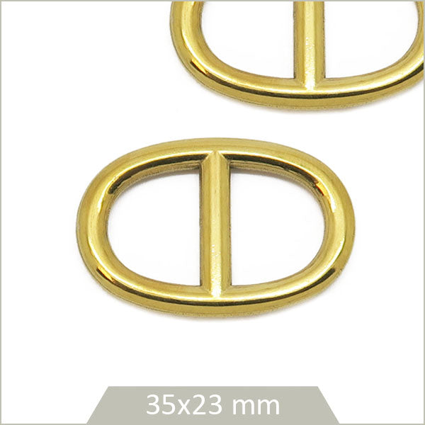 2 connecteurs maille marine en acier inoxydable 304 doré, 35x23 mm