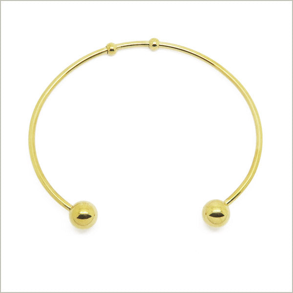1 bracelet jonc torque ouvert pour charms en acier doré, largeur 2 mm