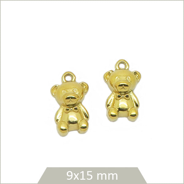2 breloques ourson acier inoxydable doré
