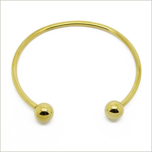 1 bracelet jonc torque ouvert perles amovibles en acier doré, largeur 3 mm