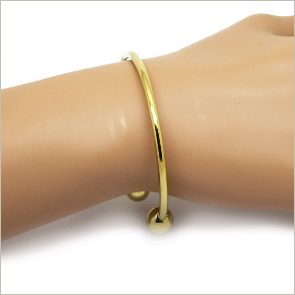 1 bracelet jonc torque ouvert perles amovibles en acier doré, largeur 3 mm