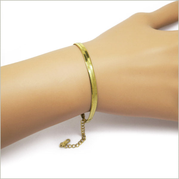 1 Bracelet chaîne à chevrons acier inoxydable doré 15 cm