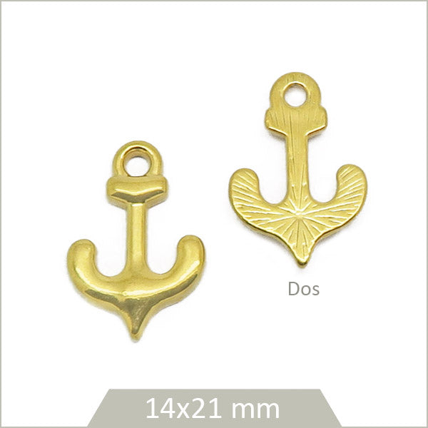 2 breloques ancres marine en acier inoxydable doré