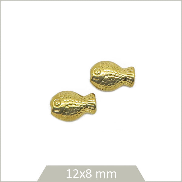 2 perles poissons en acier inoxydable doré