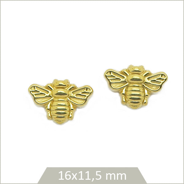 2 perles abeilles en acier inoxydable doré