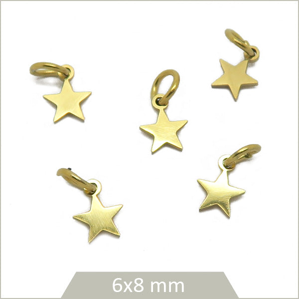 pendentifs etoiles acier dore