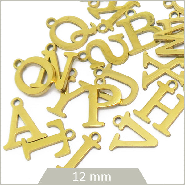 lot de pendentif alphabet acier inox doré