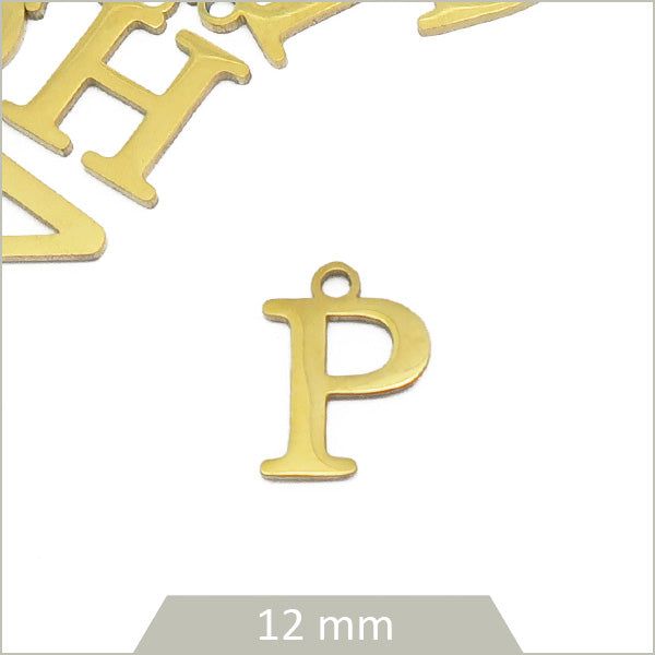 pendentif lettre P acier doré