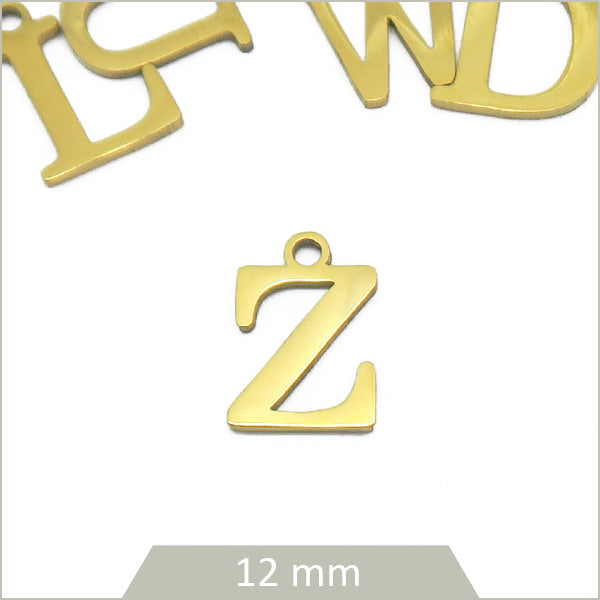 pendentif lettre Z acier dore