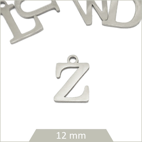 1 breloque lettre Z en acier inoxydable
