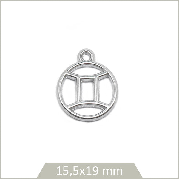 1 breloque astrologie signe Gémeaux en acier inoxydable