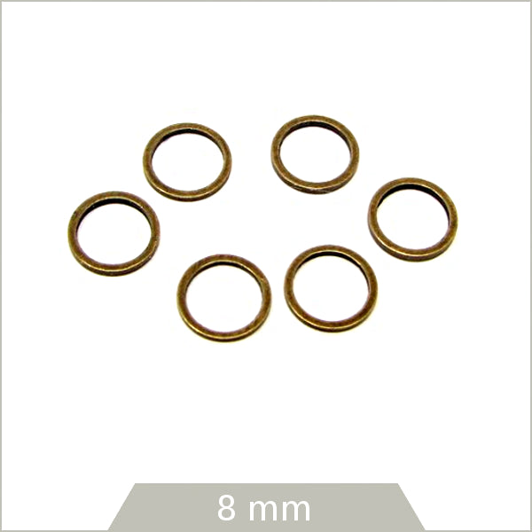 20 anneaux fermés ronds 8mm bronze
